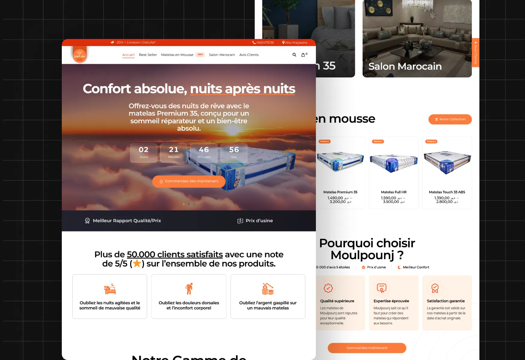 Mattress E-commerce Website Design Project - Professional Web Design Morocco